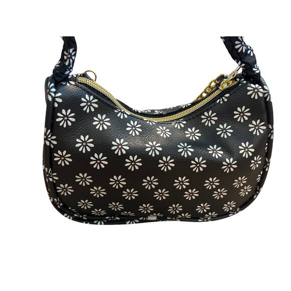 NWT Jessica Simpson Girls Floral Crescent Shoulder Bag Black - Picture 3 of 5